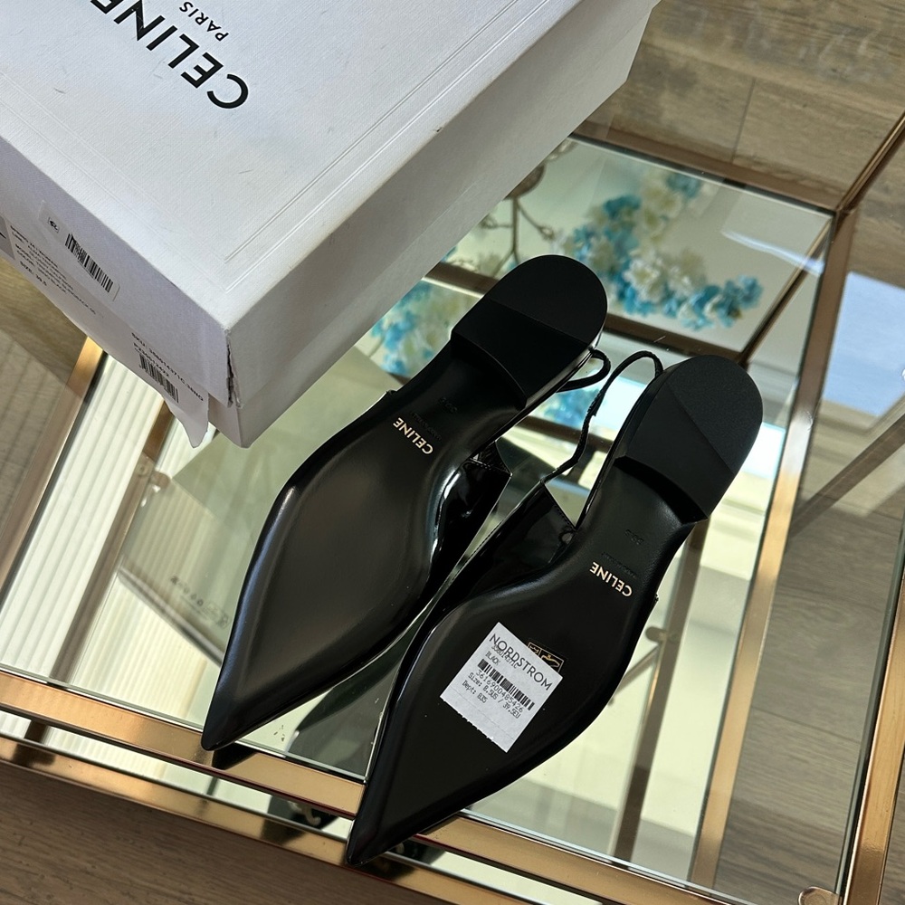 Authentic Celine Black Patent Leather Flats with Silver Accents - Picture 10 of 16